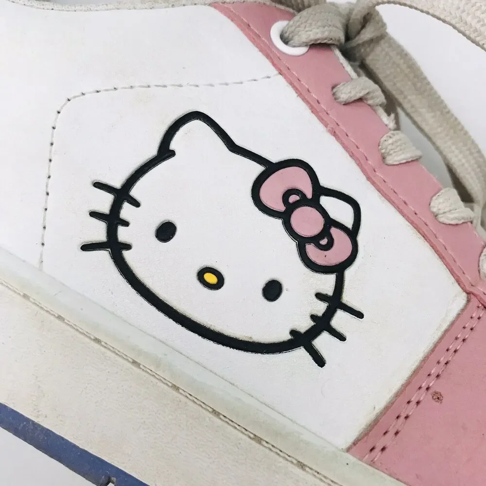Hello Kitty Casual Court Sneakers by Sanrio Women's 8 White Pink Blue Limited
